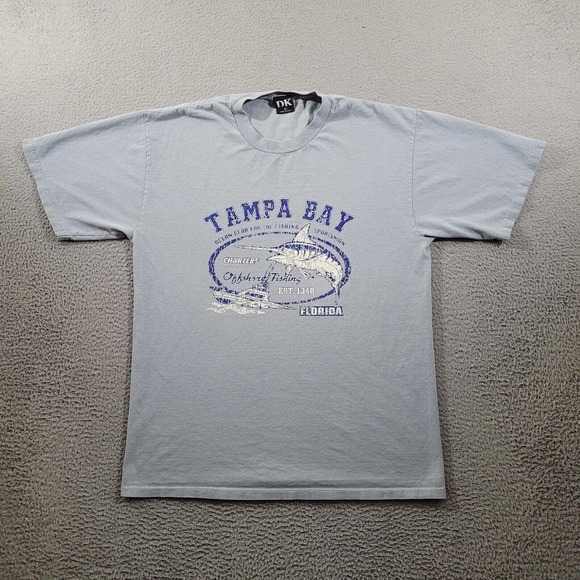 Vintage‎ Tampa Bay Florida Shirt Mens Medium Gray Marlin Fishing Graphic Tee USA - Picture 1 of 11